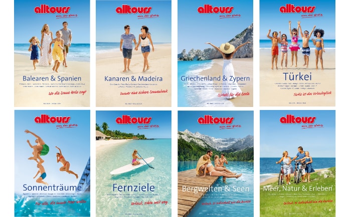 Die acht neuen Alltours-Kataloge. &copy; Alltours