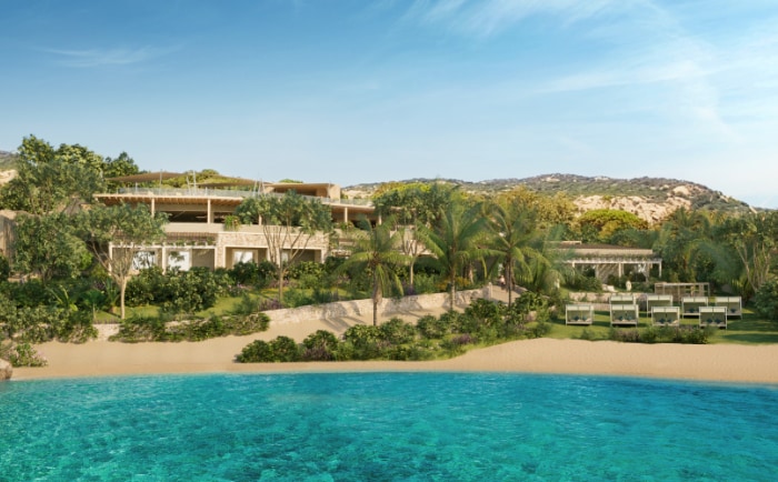 Das Hauptgebäude vom Meer aus gesehen. © Hyatt/7Pines Das Hauptgebäude vom Meer aus gesehen. © Hyatt/7Pines