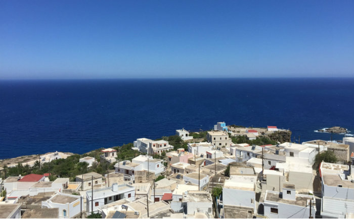 Karpathos, Mesochori, Blick auf das Cafe Skopi &copy; Alexandra Eisler