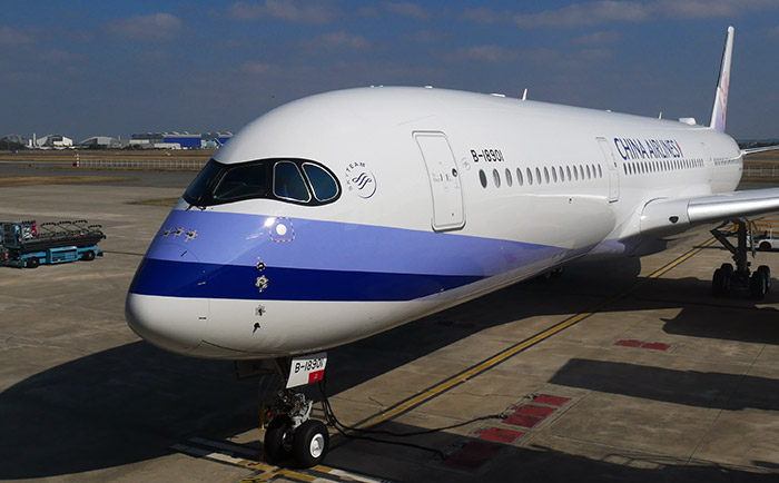 Eine elegante Erscheinung: Airbus A350 von China Airlines. © Martin Metzenbauer Eine elegante Erscheinung: Airbus A350 von China Airlines. © Martin Metzenbauer