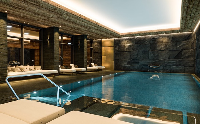 Stylisher Pool. &copy; Strasser/Wetscher/Mxllab/Blumen Hotel
