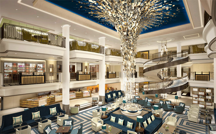 Das eindrucksvolle Atrium der "Britannia". &copy; P&O Cruises / INEX