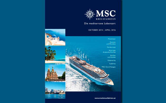 Der neue Katalog ist bis 2016 gültig. &copy; MSC Kreuzfahrten
