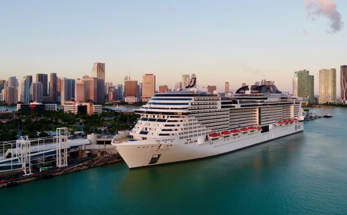 Die MSC Meraviglia im Hafen von Miami. &copy; MS Cruises