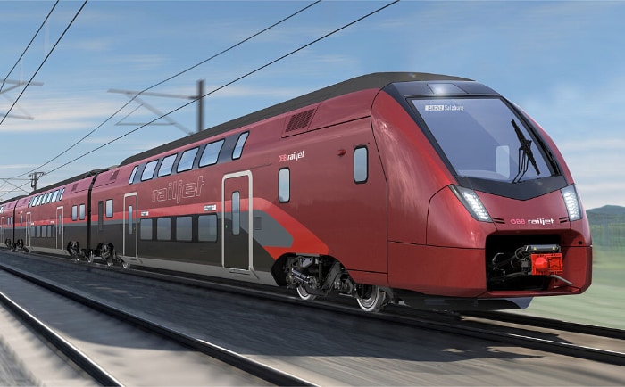 Der neue Railjet mit Doppelstockwägen. &copy; ÖBB / Stadler Rail