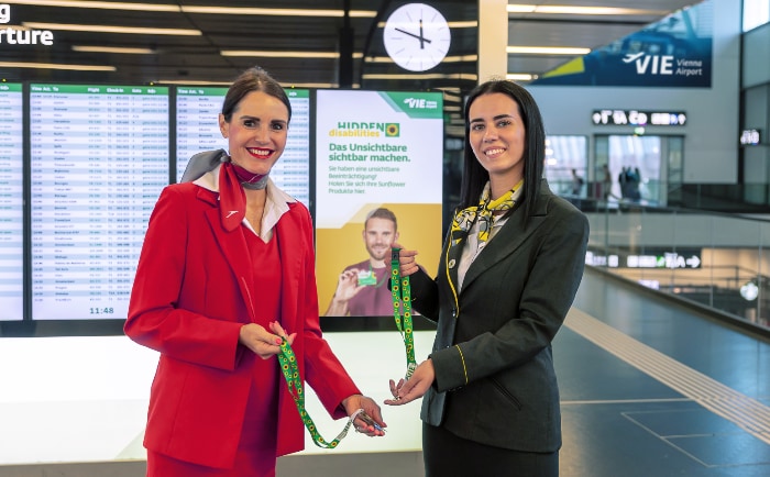 Austrian Airlines und Flughafen Wien unterstützen das Hidden Disabilities Sunflower Programm. &copy; Flughafen Wien