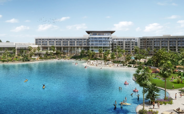 Das Conrad Orlando liegt an einer künstlichen Lagune. &copy; 2023 Hilton