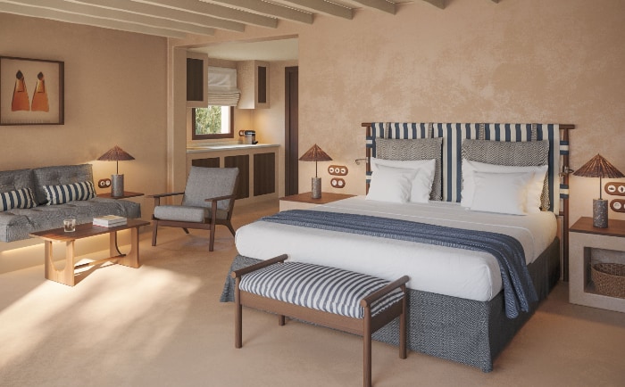 Warme und naturnahes Design im Zimmer. &copy; Marugal Hotel Management