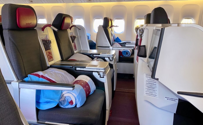 Auch in der Business Class - hier von Austrian Airlines - sind nicht alle Sitze gleich gut. &copy; ReiseInsider