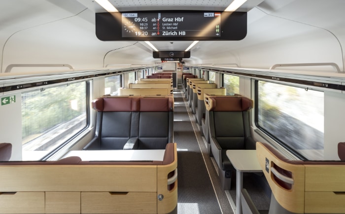 Interieur eines neuen Railjet-Waggons. &copy; ÖBB / Harald Eisenberger