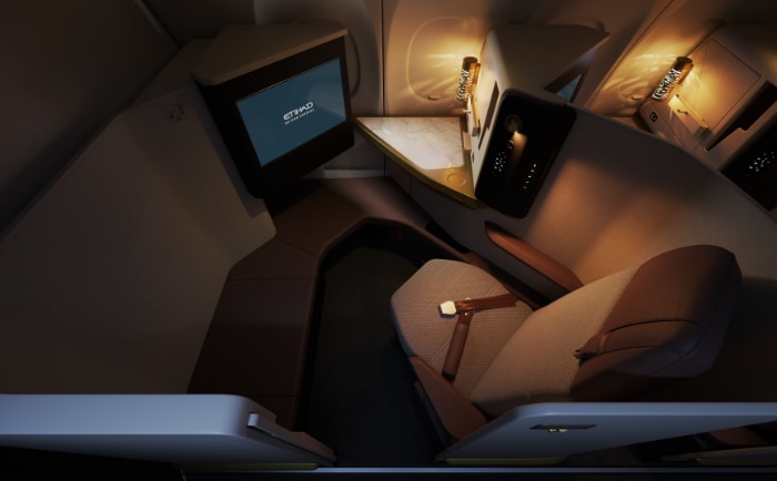First Suite mit Schiebetür ganz vorne in der Kabine. &copy; Etihad