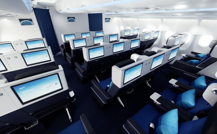 Premium Eco mit Hartschalensitzen. © Discover Airlines Premium Eco mit Hartschalensitzen. © Discover Airlines