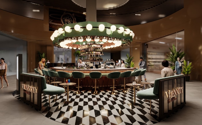 Die Tür-7-Bar Viennity. © Flughafen Wien Die Tür-7-Bar Viennity. © Flughafen Wien