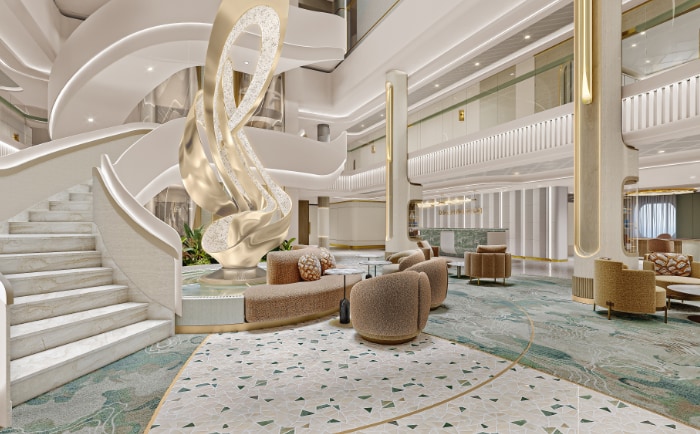 So soll das elegante Atrium der Oceania Sonata aussehen. © Oceania Cruises / NCL Holdings Ltd So soll das elegante Atrium der Oceania Sonata aussehen. © Oceania Cruises / NCL Holdings Ltd