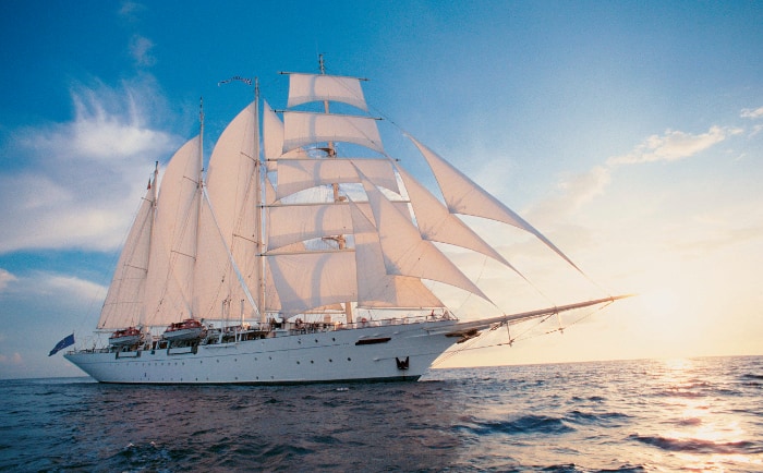 Der 111 Meter lange Viermaster Star Clipper wurde 1992 in Dienst gestellt. © Star Clippers Der 111 Meter lange Viermaster Star Clipper wurde 1992 in Dienst gestellt. © Star Clippers